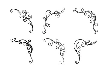 set of solid floral line vector