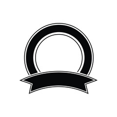 Blank Badge Logo Template Vector with Ribbon Banner for Branding Design
