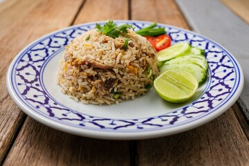 Fried Rice with pork and cucumber and lime	