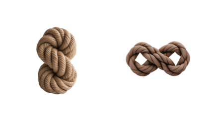 Rope knot variations on black background for nautical design