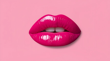 Pink Lips On Pink Background