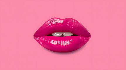 Pink Lips On Pink Background