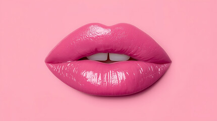 Pink Lips On Pink Background