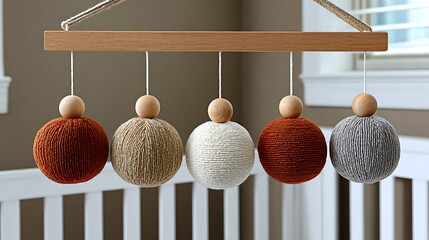 Earthy Toned Baby Mobile with Minimalist Design for Modern Nursery Decor