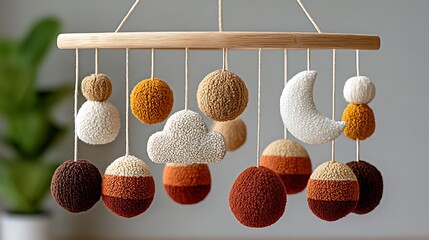 Minimalist Earthy Toned Baby Mobile Design for Crib Decoration and Nursery