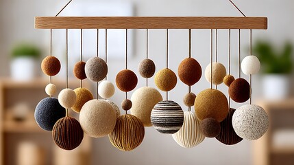 Earthy Toned Minimalist Mobile for Crib in Stylish and Modern Design