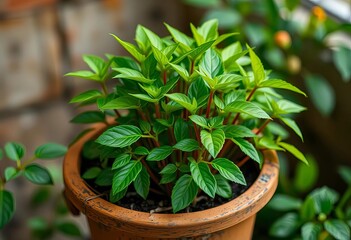 Vibrant green plant in a sustainable pot, eco-friendly concept,  ecology,   indoor plant