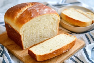 Golden loaf of white bread
