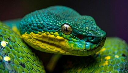 Close-up of a vibrant green snake (2)