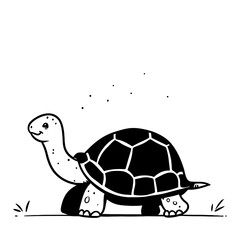 Naklejka premium Galpagos Tortoise. Galpagos Tortoise simple black and white line art vector logo