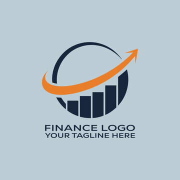 Finance Logo with Rising Bar Chart and Upward Arrow