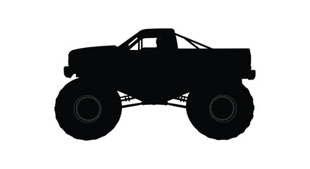 Silhouette of a powerful monster truck with oversized tires on white © Rita