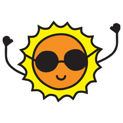 cute sun mascot icon vector