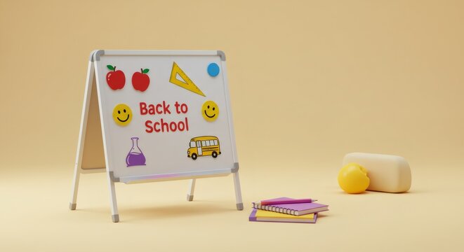 Back to School Pixel Art Whiteboard on Beige Background