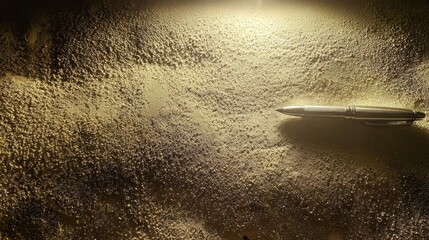 nib. Elegant fountain pen resting on a textured surface, captured from an overhead angle with warm lighting for a sophisticated look. lifestyle magazines.