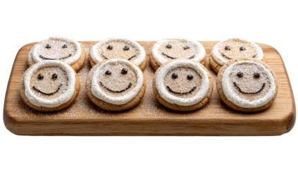 Smiling cookies on a wooden board (1)