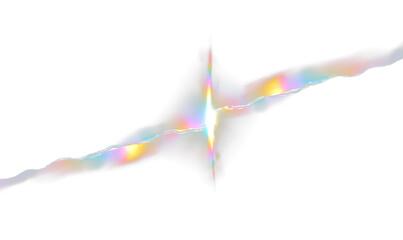 Broken Light Flare Effect with Colorful Glitch Element Isolate on Transparent Background, cutout, png