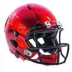 Fototapeta premium Shiny red football helmet with black facemask
