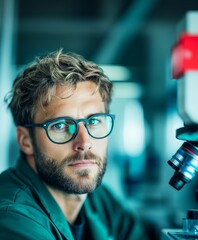 Scientist with Glasses in Laboratory