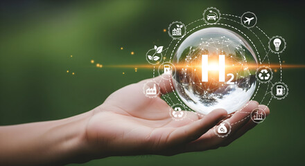 Sustainable hydrogen energy concept in hand for clean future and environment