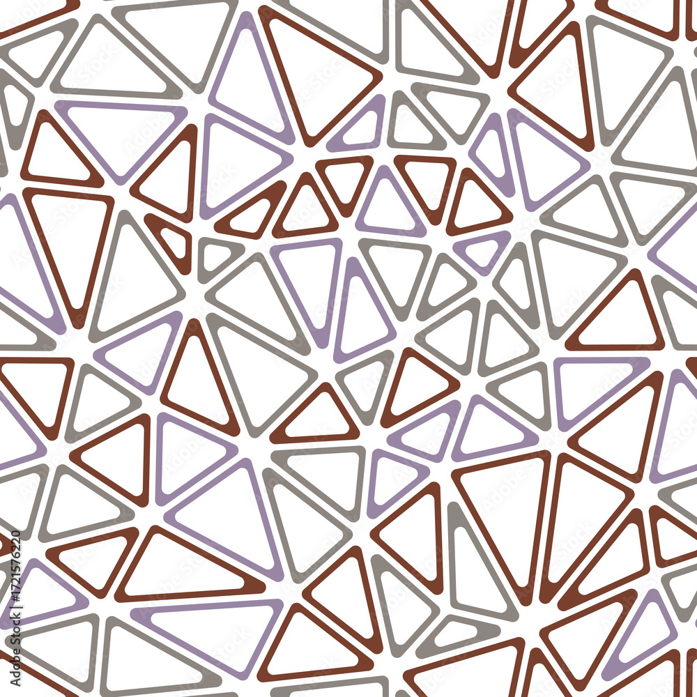 Poster pattern of triangle shapes. medium triangles size. multiple colors style. rounded triangular cells o