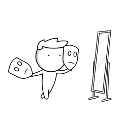 An actor rehearsing in front of a mirror.