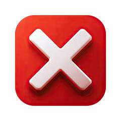 Fototapeta premium Rounded Corners Red X Icon in Flat Style with No Shadow on Transparent Background