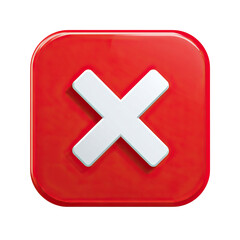 Obraz premium Rounded Corners Red X Icon in Flat Style with No Shadow on Transparent Background