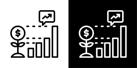 Growth Chart icon of a flat style vector