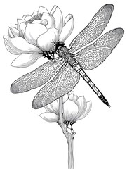 Dragonfly on a flower coloring page