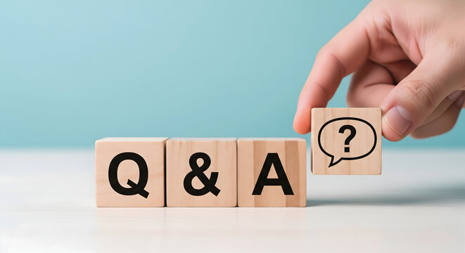 Questions and answers concept with speech bubble block for business solutions