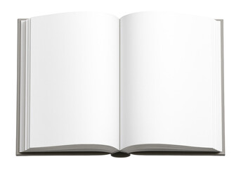 Open book with blank white pages, top view.