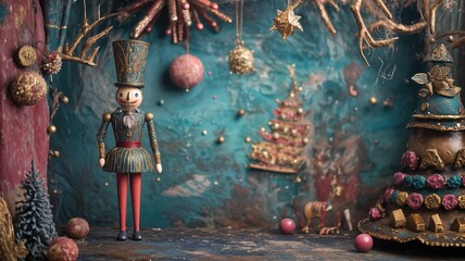 Vintage Nutcracker Scene Festive Christmas Decor with Toy Soldier