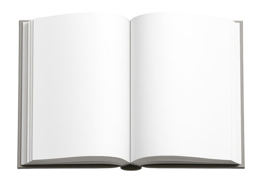 Open book with blank white pages, top view.