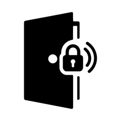 IoT door lock icon, smart entry system, connected access control, intelligent door security, automated lock technology, digital door monitoring