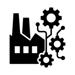 Smart factory icon, industrial IoT system, connected manufacturing network, intelligent production automation, Industry 4.0 technology, digital factory management

