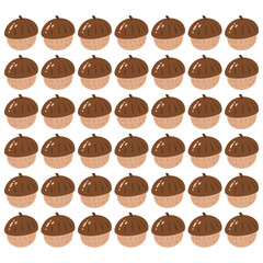 Seamless pattern vector illustration featuring whole walnuts and walnut kernels in a single clear shape with natural brown tones, creating an organic and tasty nut design for food, health, and packagi