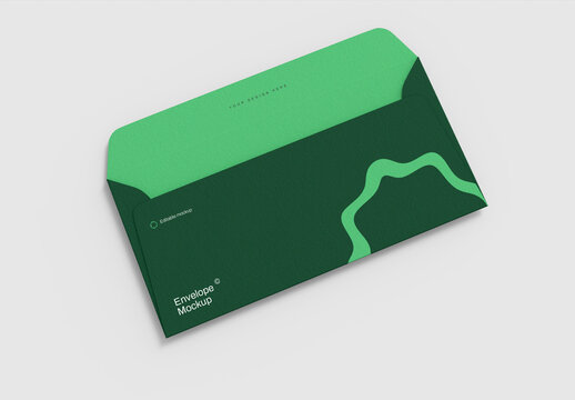 Modern Green Business Envelope PSD Mockup