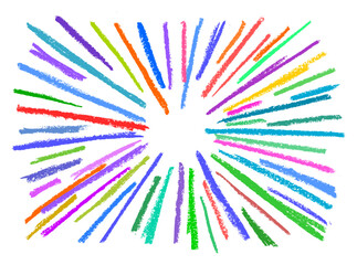 Colorful Sun Rays Effect Background Crayon Chalk Drawing Doodle Vector