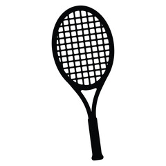 Silhouette of Tennis Racket on White Background Sports Equipment Illustration