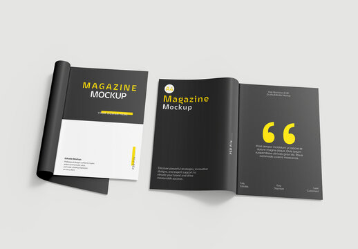 Open A4 Hardcover Magazine PSD Mockup