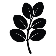 Simple branch with leaves in black and white minimalist design