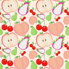 Mixed fruit paper pattern background