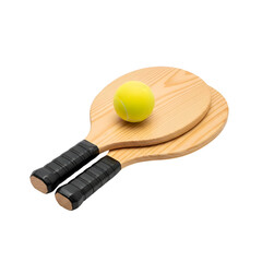 Pair Of Wooden Beach Tennis Rackets And Ball