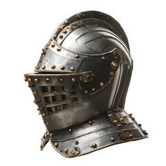 Helmet Medieval Steel Armor Knight Protective Combat Gear isolated on transparent background