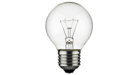 Isolated glass incandescent light bulb with a silver base on a neutral background