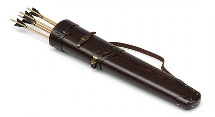 Fototapeta premium 茶色革製矢筒と矢の画像