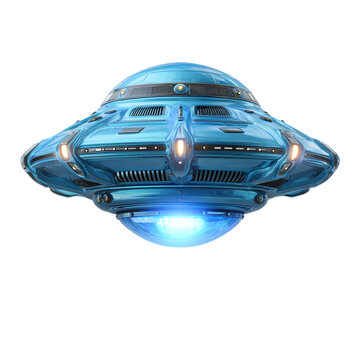 Alien UFO Flying Saucer Sci Fi Futuristic Extraterrestrial Symbol isolated on transparent background
