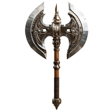 Axe Battle Double Blade Warrior Medieval Combat Weapon isolated on transparent background