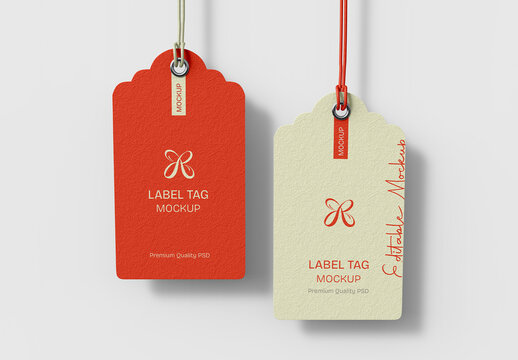 Editable Premium Label Tag Mockup PSD with Hang Tags